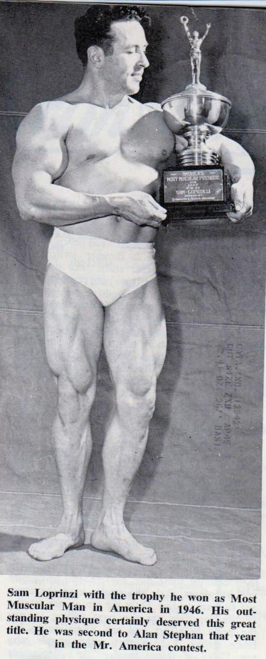 Sam Loprinzi holding his most muscular trophy at the 46 Mr America
